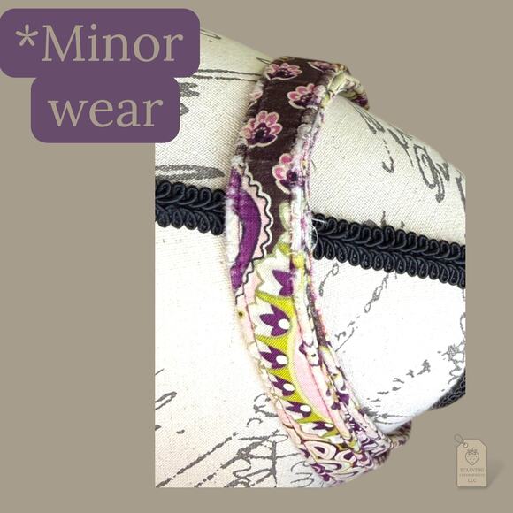 Vera Bradley Quilted Tote Bag Paisley Floral Pink Brown Yellow - Picture 5 of 6